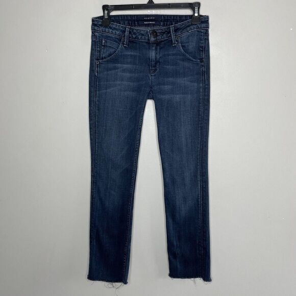 HUDSON Womens Carly Straight Flap-Pockets Jeans Sz 25 Raw-Hem Stretch Low-Rise - Picture 1 of 10